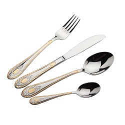 Couvert Besteck 86pcs gold plated cutlery set with case